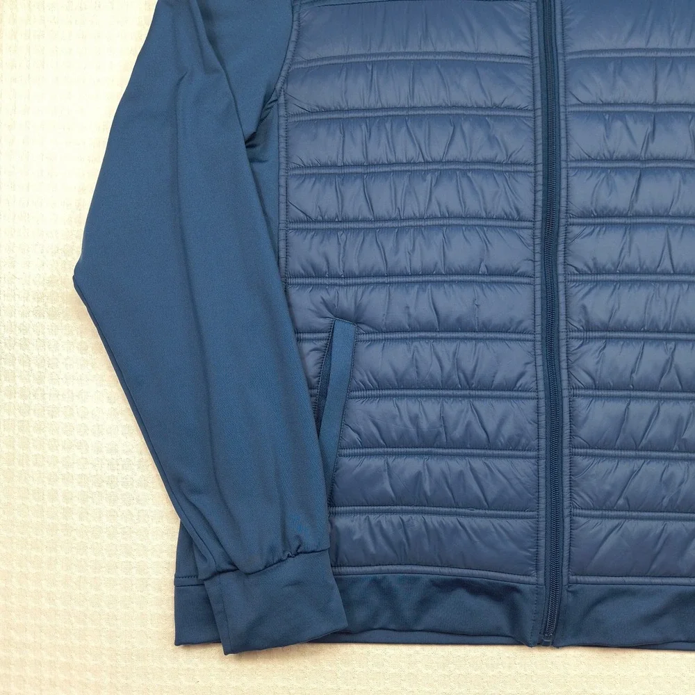 Straight Down Mens XXL‎ Blue Hybrid Full Zip Quilted Golf Jacket Bulle Rock Logo